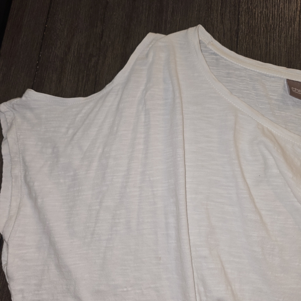 Chico's Sz. Xlarge White Cold Shoulder Tshirt - Picture 6 of 7